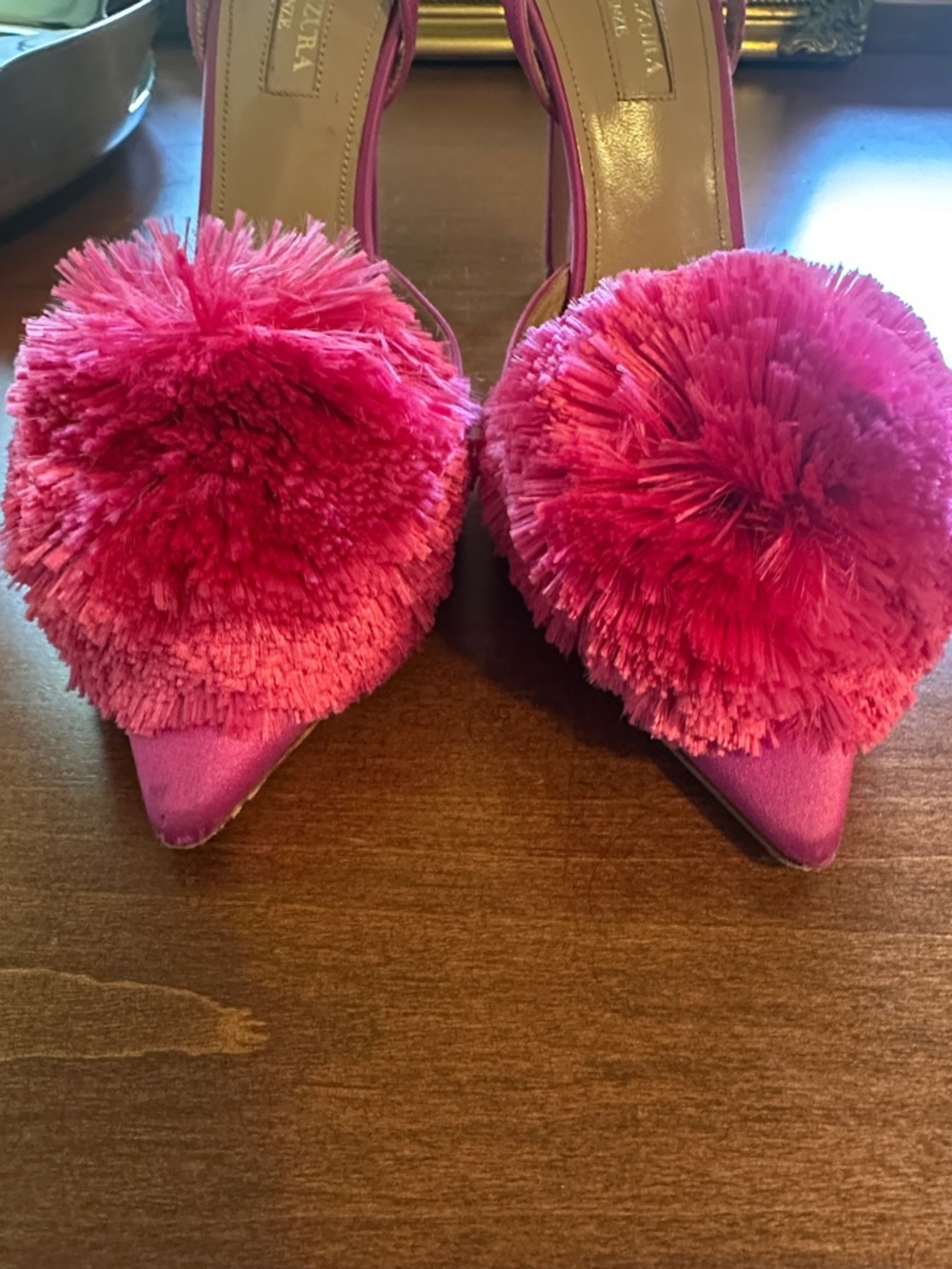 Aquazzura Fuchsia Pom Pom Heels - Picture 10 of 10